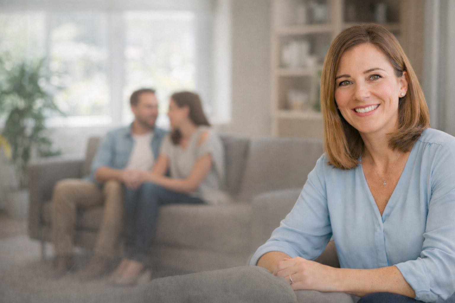 IFS therapy available on the Sunshine Coast in Buderim and Parrearra depicted by a smiling female psychologist in a therapy session setting.